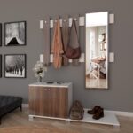 Έπιπλο Εισόδου Με Καθρέπτη BAKARI Καρυδί Μοριοσανίδα/Γυαλί 130x30x177cm