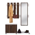 Έπιπλο Εισόδου Με Καθρέπτη BAKARI Καρυδί Μοριοσανίδα/Γυαλί 130x30x177cm