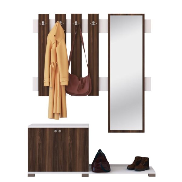 Έπιπλο Εισόδου Με Καθρέπτη BAKARI Καρυδί Μοριοσανίδα/Γυαλί 130x30x177cm