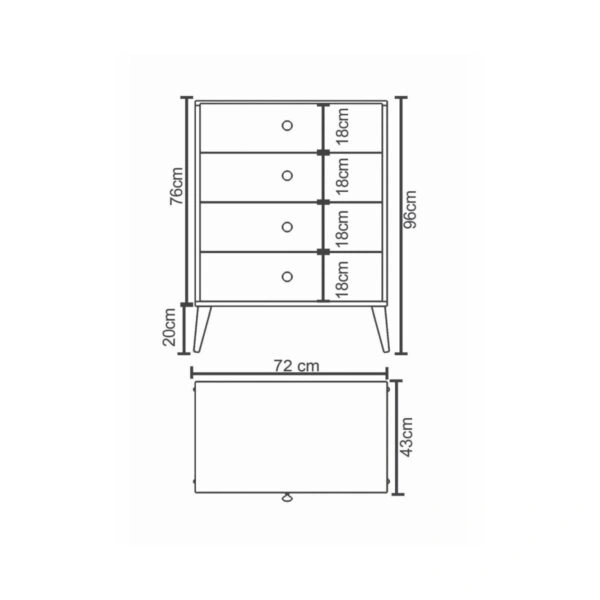 Συρταριέρα  AMARI Δρυς Μοριοσανίδα 72x43x96cm