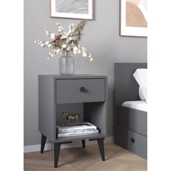 Κομοδίνο AMARI Ανθρακί Μοριοσανίδα 43x43x67.5cm