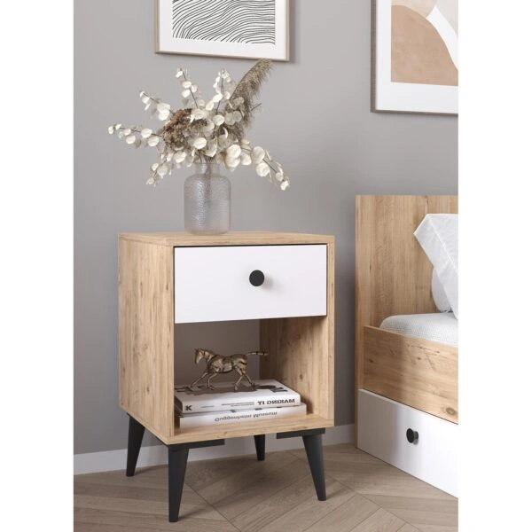 Κομοδίνο AMARI Δρυς/Λευκό Μοριοσανίδα 43x43x67.5cm