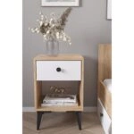 Κομοδίνο AMARI Δρυς/Λευκό Μοριοσανίδα 43x43x67.5cm