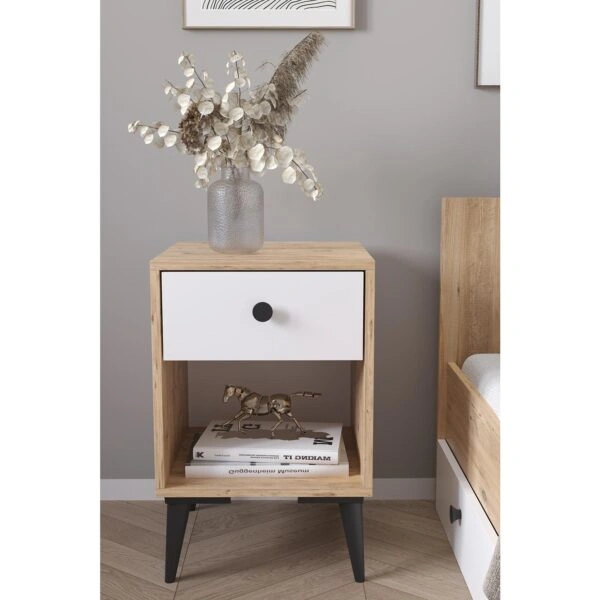 Κομοδίνο AMARI Δρυς/Λευκό Μοριοσανίδα 43x43x67.5cm