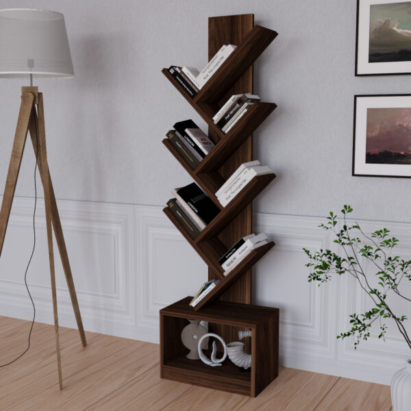 Βιβλιοθήκη BADRU Καρυδί Μοριοσανίδα 40x19.5x150cm