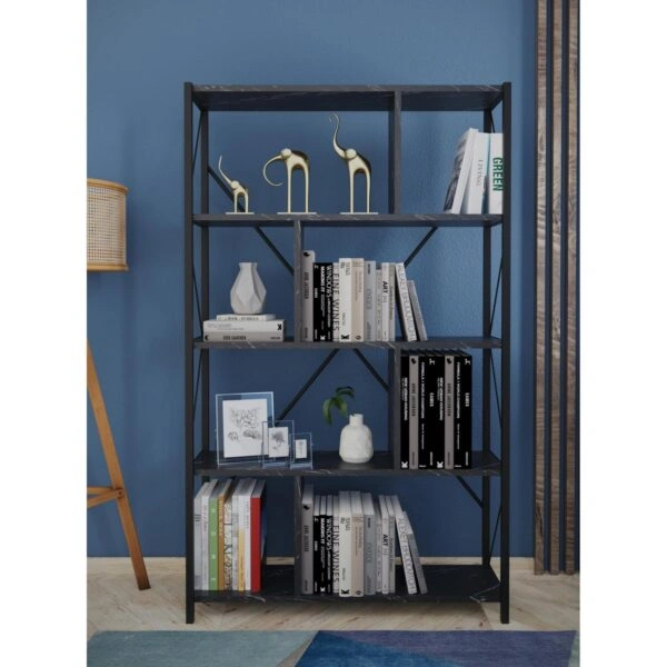 Βιβλιοθήκη JUMA Μαύρο Μοριοσανίδα/Μέταλλο 90x26x150cm