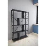 Βιβλιοθήκη JUMA Μαύρο Μοριοσανίδα/Μέταλλο 90x26x150cm