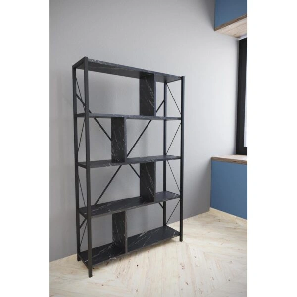 Βιβλιοθήκη JUMA Μαύρο Μοριοσανίδα/Μέταλλο 90x26x150cm