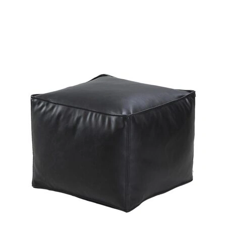 Πουφ  BAHITI Μαύρο Δέρμα 45x45x33cm