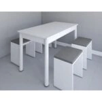 Σετ Τραπεζαρίας (4+1) DARLINE Λευκό Μοριοσανίδα 110x70x74cm