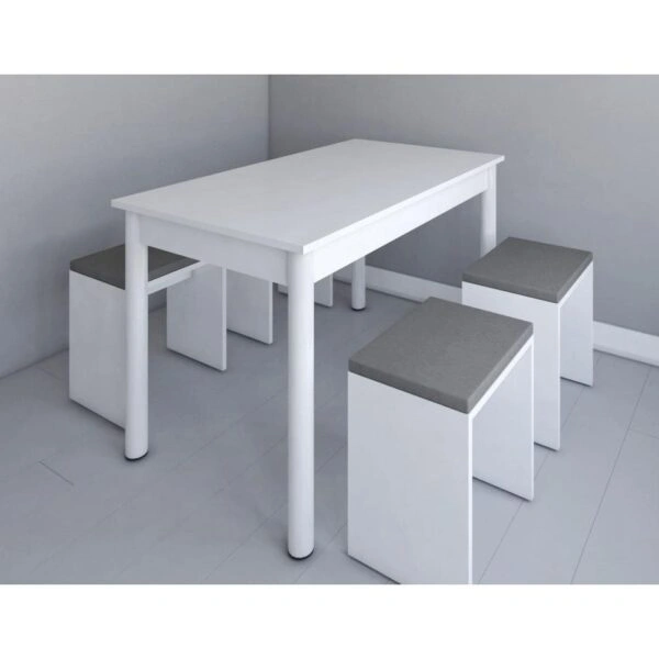 Σετ Τραπεζαρίας (4+1) DARLINE Λευκό Μοριοσανίδα 110x70x74cm