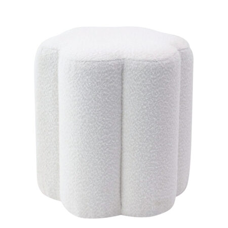 Σκαμπό BAT FLOWER Λευκό Ύφασμα Μπουκλέ 38x38x40cm