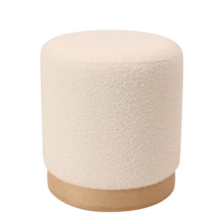 Σκαμπό KENTUCK Με Ξύλινη Βάση Μπεζ Ύφασμα Μπουκλέ 38x38x40cm