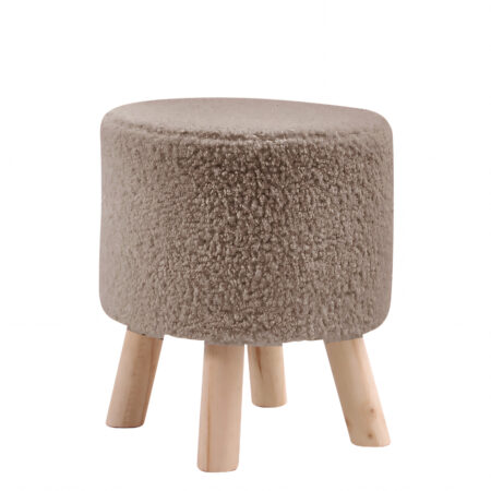 Σκαμπό CATTLEYA Με Ξύλινα Πόδια Καφέ Ύφασμα Cashmere 35x35x40cm