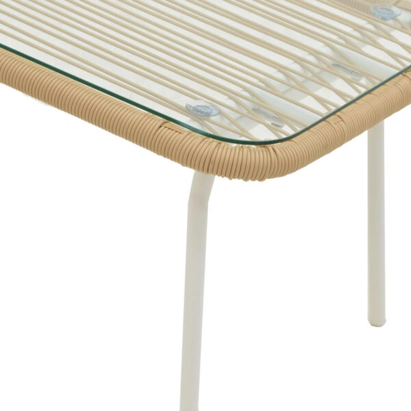 Σαλόνι Bonanza  σετ 4τμχ rattan μπεζ-αλουμίνιο λευκό