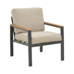 Σαλόνι Fashionable  σετ 4τμχ ύφασμα σε γκρι απόχρωση και αλουμίνιο-plywood σε ανθρακί απόχρωση