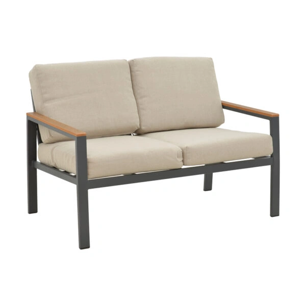 Σαλόνι Fashionable  σετ 4τμχ ύφασμα σε γκρι απόχρωση και αλουμίνιο-plywood σε ανθρακί απόχρωση