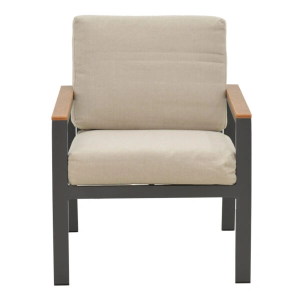 Σαλόνι Fashionable  σετ 4τμχ ύφασμα σε γκρι απόχρωση και αλουμίνιο-plywood σε ανθρακί απόχρωση