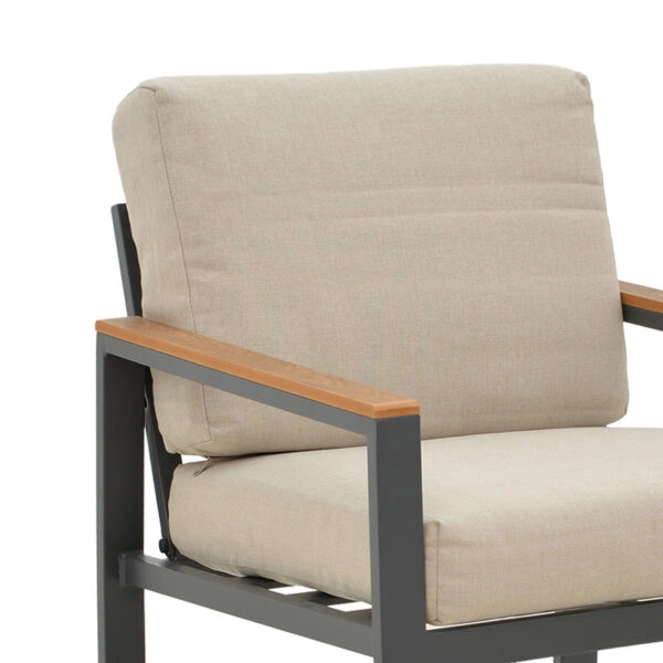 Σαλόνι Fashionable  σετ 4τμχ ύφασμα σε γκρι απόχρωση και αλουμίνιο-plywood σε ανθρακί απόχρωση