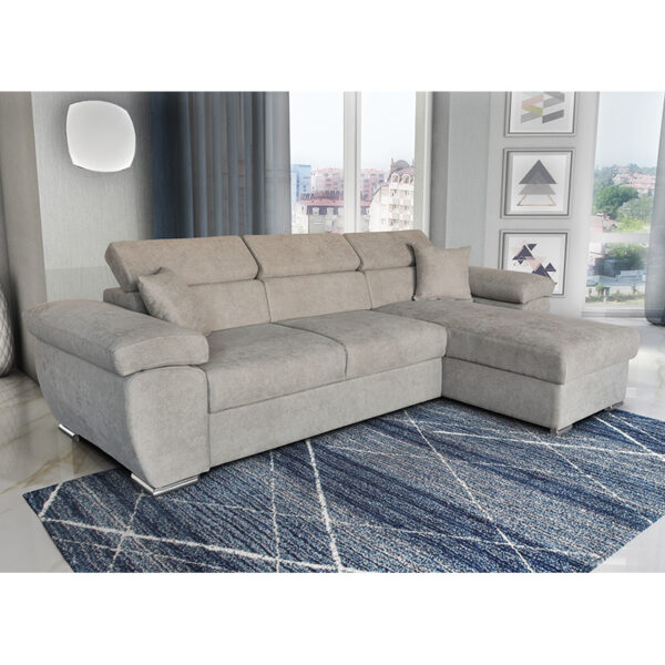 Γωνιακός καναπές-κρεβάτι αναστρέψιμος Comy μπεζ-γκρι 286x160x75-90εκ