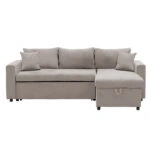 Γωνιακός καναπές-κρεβάτι αναστρέψιμος Lilian ύφασμα μπεζ 225x148x81εκ