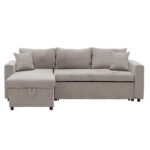 Γωνιακός καναπές-κρεβάτι αναστρέψιμος Lilian ύφασμα μπεζ 225x148x81εκ