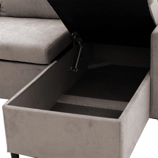 Γωνιακός καναπές-κρεβάτι αναστρέψιμος Lilian ύφασμα μπεζ 225x148x81εκ