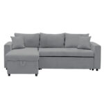 Γωνιακός καναπές-κρεβάτι αναστρέψιμος Lilian  ύφασμα γκρι 225x148x81εκ