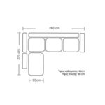 Γωνιακός καναπές δεξιά γωνία Boston ύφασμα ανθρακί-κυπαρισσί 280x225x90εκ