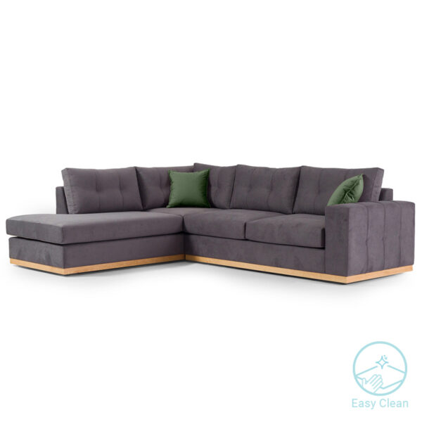 Γωνιακός καναπές δεξιά γωνία Boston ύφασμα ανθρακί-κυπαρισσί 280x225x90εκ