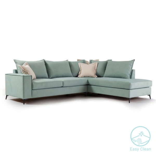 Γωνιακός καναπές αριστερή γωνία Romantic ύφασμα ciel-cream 290x235x95εκ