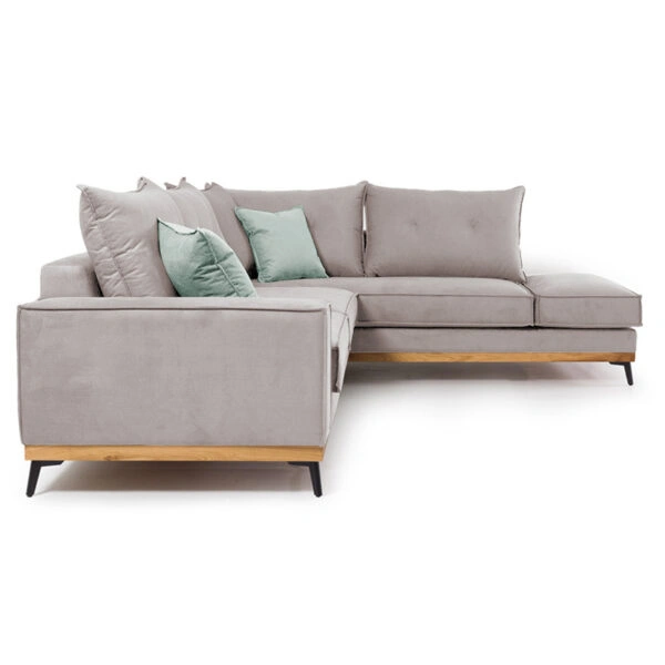 Γωνιακός καναπές αριστερή γωνία Luxury II ύφασμα elephant-ciel 290x235x95εκ