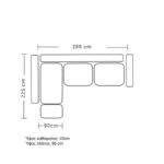 Γωνιακός καναπές δεξιά γωνία Boston ύφασμα cream-mocha 280x225x90εκ