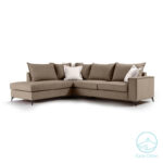 Γωνιακός καναπές δεξιά γωνία Romantic ύφασμα mocha-cream 290x235x95εκ
