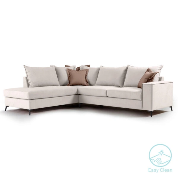 Γωνιακός καναπές δεξιά γωνία Romantic ύφασμα cream-mocha 290x235x95εκ