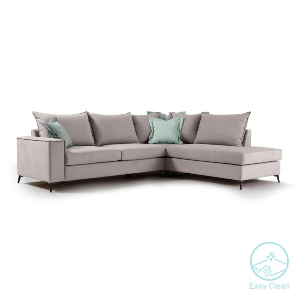 Γωνιακός καναπές αριστερή γωνία Romantic ύφασμα elephant-ciel 290x235x95εκ