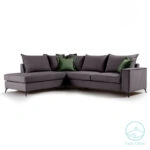 Γωνιακός καναπές δεξιά γωνία Romantic ύφασμα ανθρακί-κυπαρισσί 290x235x95εκ