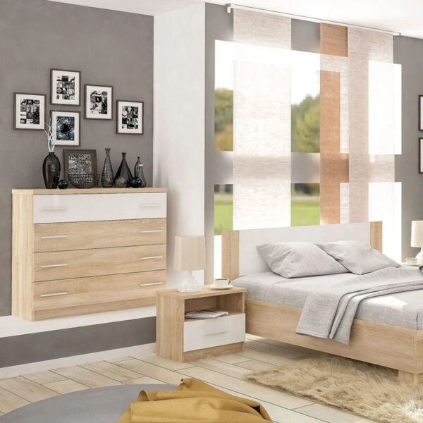 Κομοδίνο Geneva  φυσικό-λευκό 50x37x45.5εκ