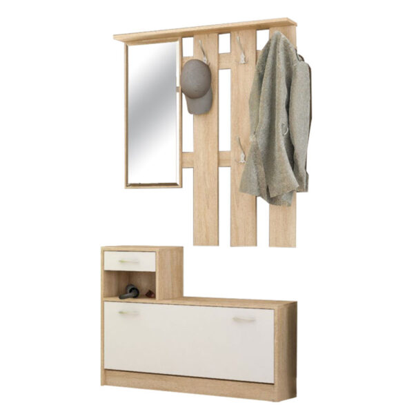 Έπιπλο εισόδου Jamie  φυσικό-λευκό 100x27.5x187εκ