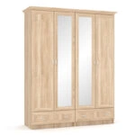 Ντουλάπα Rebecca  καθρέπτης τετράφυλλη sonoma 160x52x210εκ