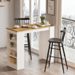 Τραπέζι μπαρ Riff λευκό-oak 120x51.5x101.5εκ