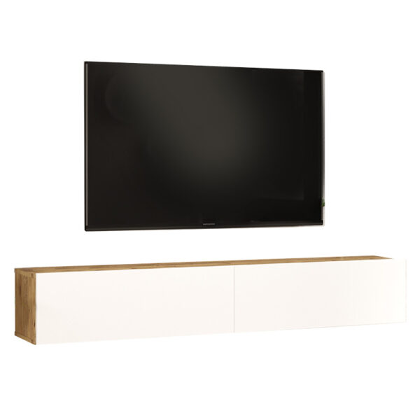 Έπιπλο τηλεόρασης επιτοίχιο Dello  λευκό-oak 180x31.6x29.6εκ