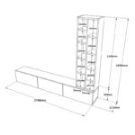 Σύνθετο σαλονιού επιτοίχιο Esmeralda λευκό-φυσικό 174.5x27x145εκ