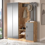 Έπιπλο εισόδου Doorse  μελαμίνης ανθρακί-oak 147.5x35x180εκ