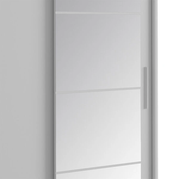 Ντουλάπα ρούχων Elodie  δίφυλλη καθρέπτης συρόμενη λευκό 160x61x216εκ
