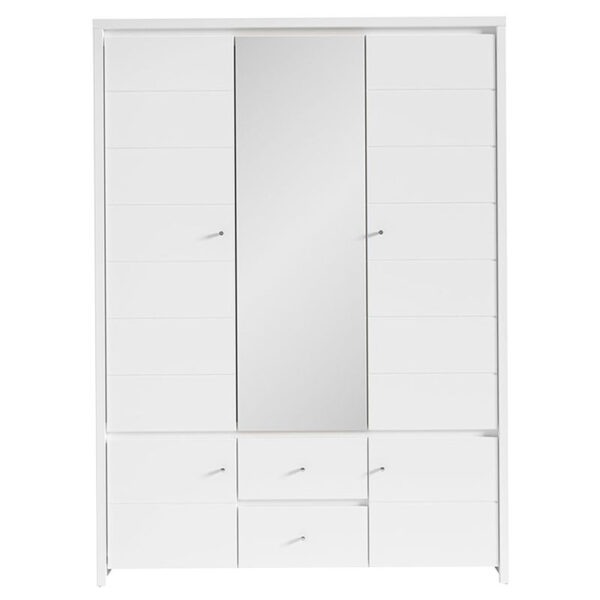 Ντουλάπα ρούχων τρίφυλλη Fansi  λευκό 153.5x55.5x211εκ