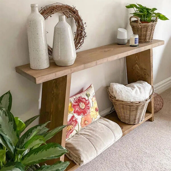 Κονσόλα Edgar φυσικό ξύλο πεύκου 30mm καρυδί 139x29x90εκ