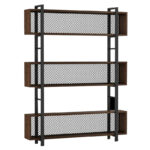 Βιβλιοθήκη Fifer καρυδί-μαύρο 120x27x185εκ