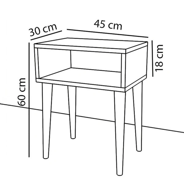 Κομοδίνο Hank  καρυδί 45x30x60εκ