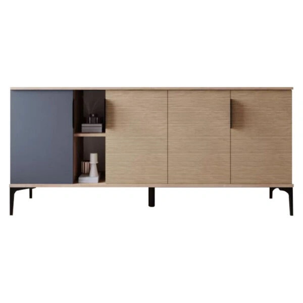 Μπουφές Tajesy  μελαμίνης ανθρακί-oak 180x40x78εκ